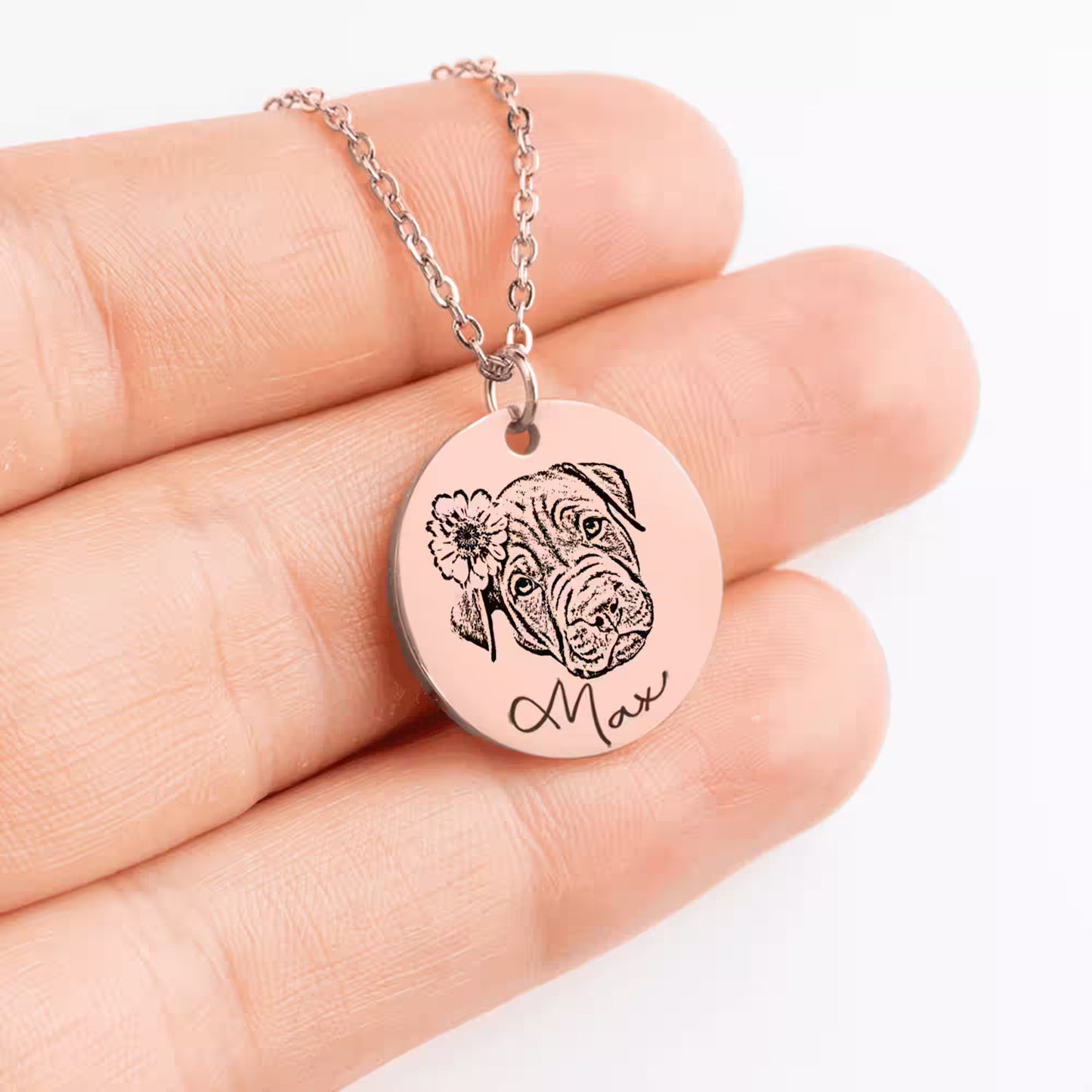 Luma - Personalisierte Tierportrait Halskette mit Gravur - Aestora