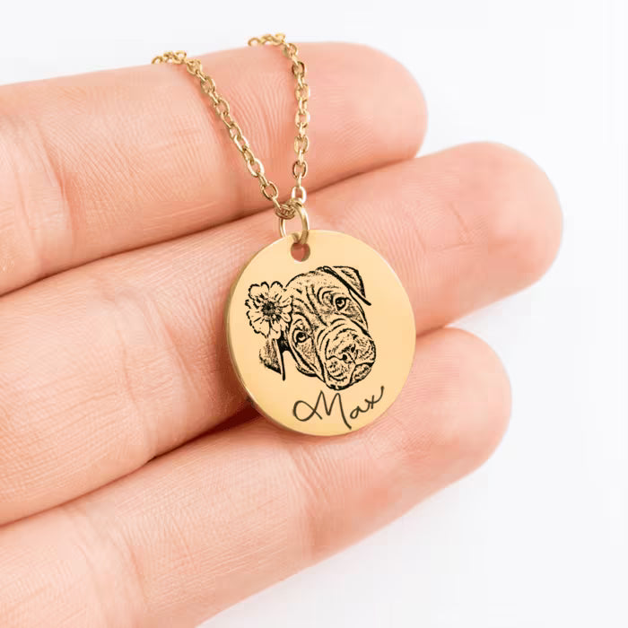 Luma - Personalisierte Tierportrait Halskette mit Gravur